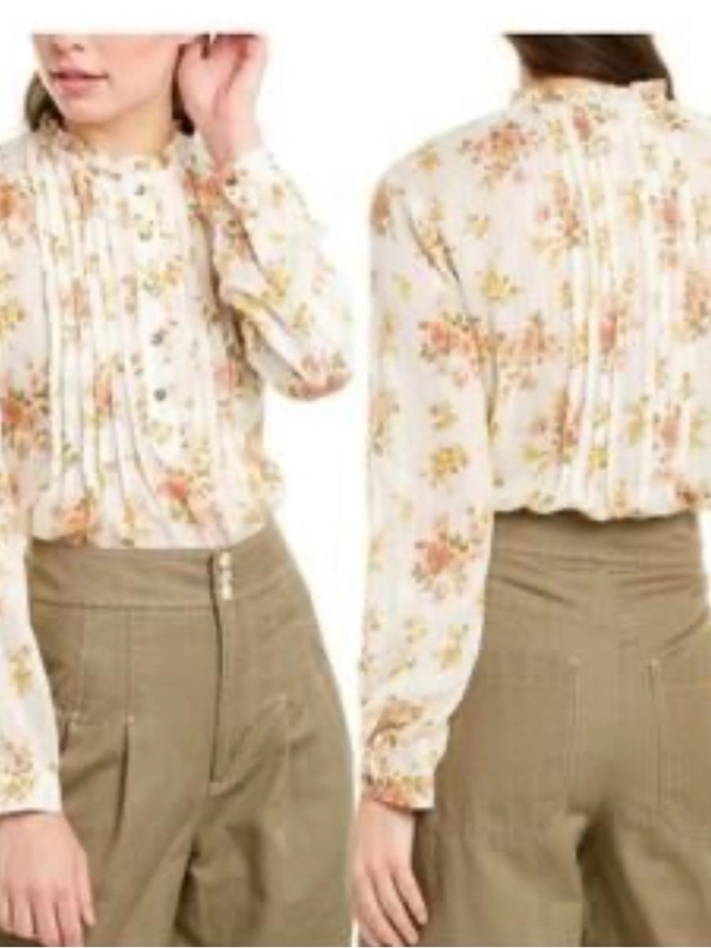 Rebecca Taylor La Vie Floral Madeline Pintuck Blouse.